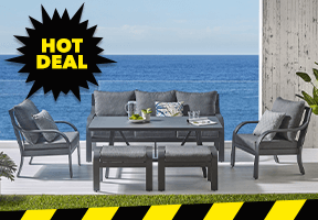 ['Lili' 6-Piece Outdoor Rectangular Mid-Height Lounge/Dining Setting]