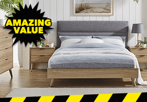 ['Lennox' Queen Bed - Natural]