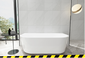 [Studio1 'Domino' 1500mm Back-To-Wall Freestanding Bath  - Gloss White]