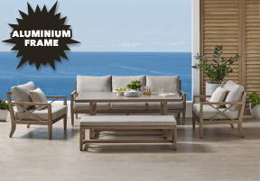 ['Beach House' 5-Piece Outdoor Rectangular Mid-Height Lounge/Dining Setting]