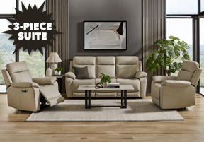 ['Lilly' 3-Seater Leather Recliner Sofa + 2 Leather Powered Recliner Armchairs]