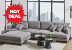 ['Dayton' 4-Seater Fabric Sofa + Ottoman]