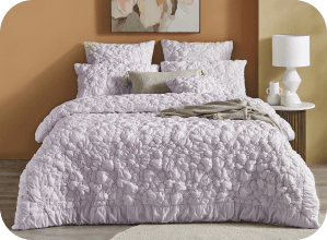 [L'Avenue Luxury 'Magnolia' Quilted Lilac Quilt Cover Set^ - Queen]