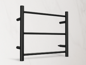 [Linsol 'Avid' Round 3-Bar Dual-Wire Heated Towel Rail - Matte Black]