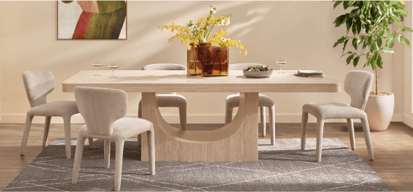 ['Ariel' 240cm Rectangular Dining Table in Sand]