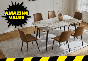 ['Zanthi' 7-Piece Rectangular Dining Set - Tan PVC]
