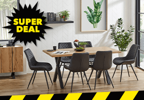 ['Java' 7-Piece Rectangular Dining Set - Black PU]