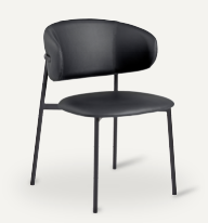 ['Anika' Dining Chair - Black PU]