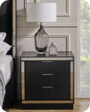 ['Caravel' 3-Drawer Bedside Table - Black]