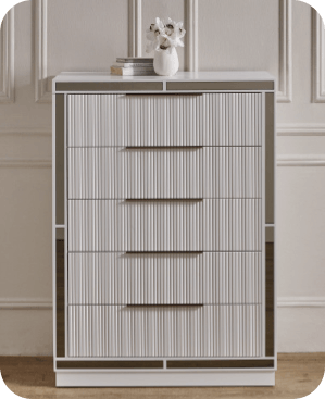 ['Caravel' 5-Drawer Tallboy - White]