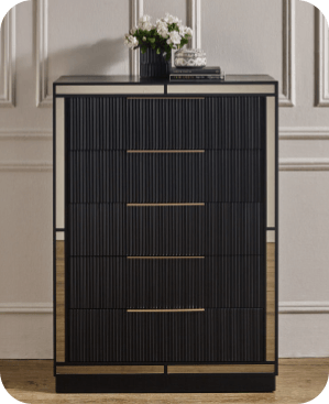 ['Caravel' 5-Drawer Tallboy - Black]