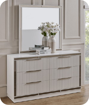 ['Caravel' 6-Drawer Dresser with Mirror - White]