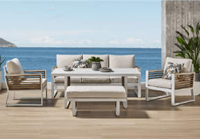 ['Cali Beach' 5-Piece Outdoor Lounge/Dining Setting]