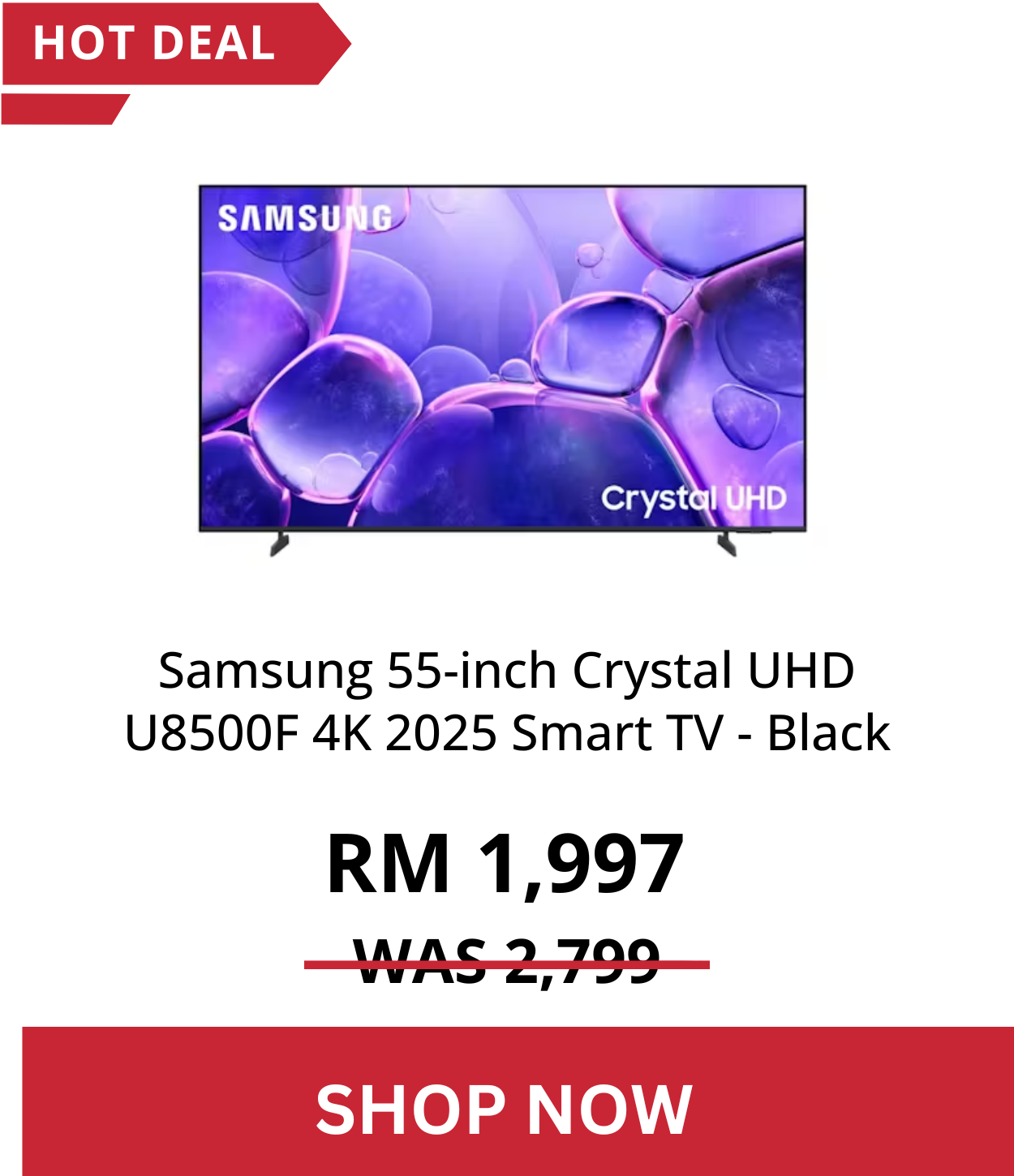 Samsung 55-inch Crystal UHD U8500F 4K 2025 Smart TV - Black (UA55U8500F)