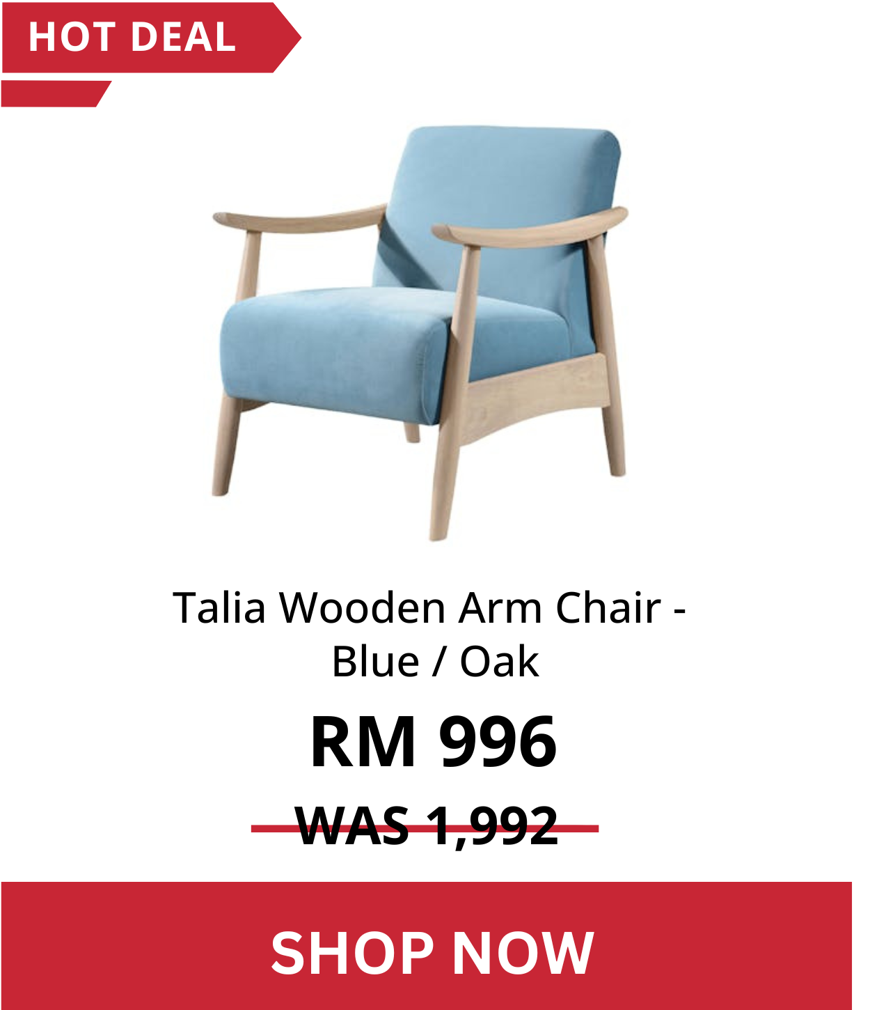 Talia Wooden Arm Chair - Blue / Oak