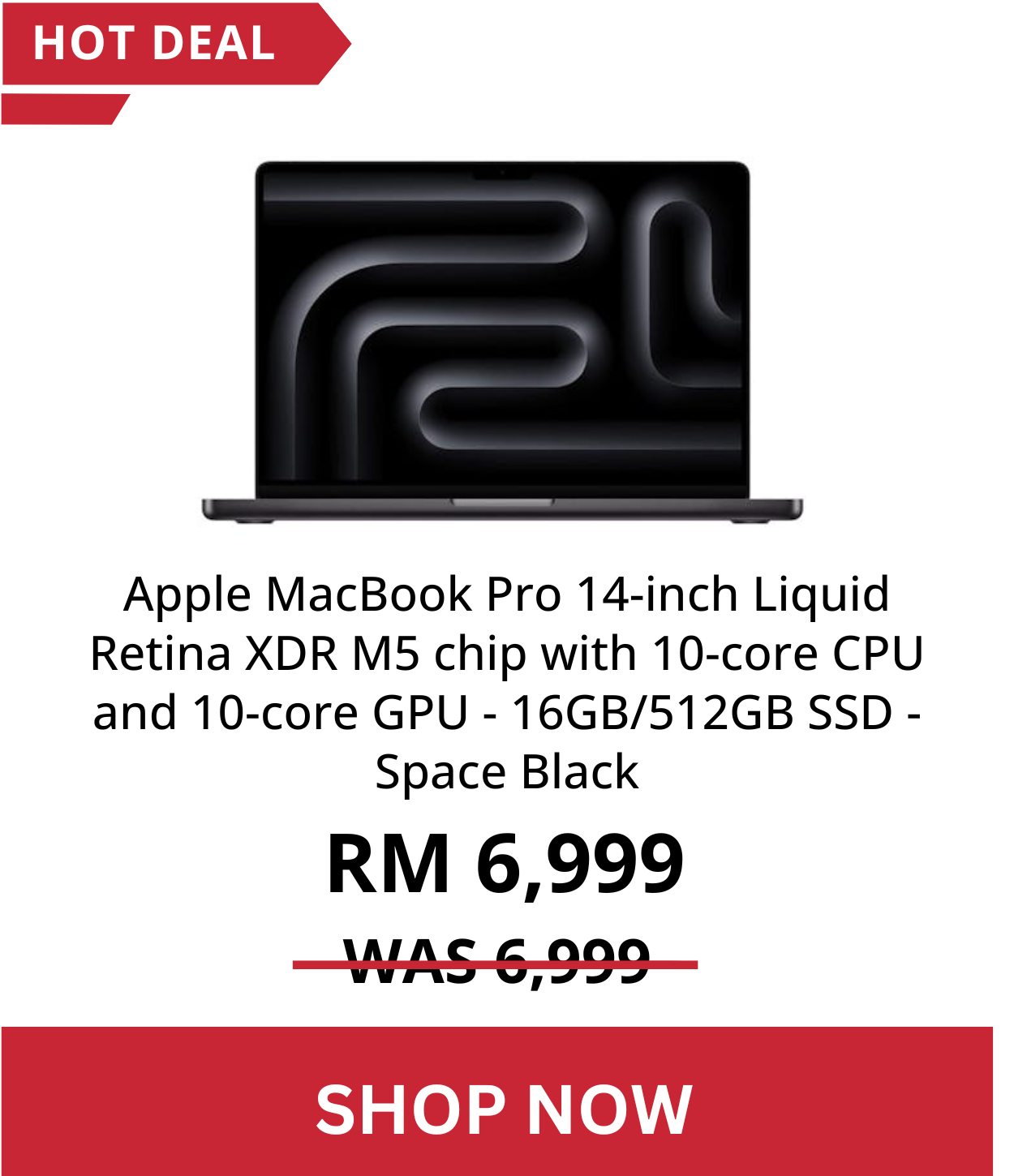 Apple MacBook Pro 14-inch Liquid Retina XDR M5 chip with 10-core CPU and 10-core GPU - 16GB/512GB SSD - Space Black
