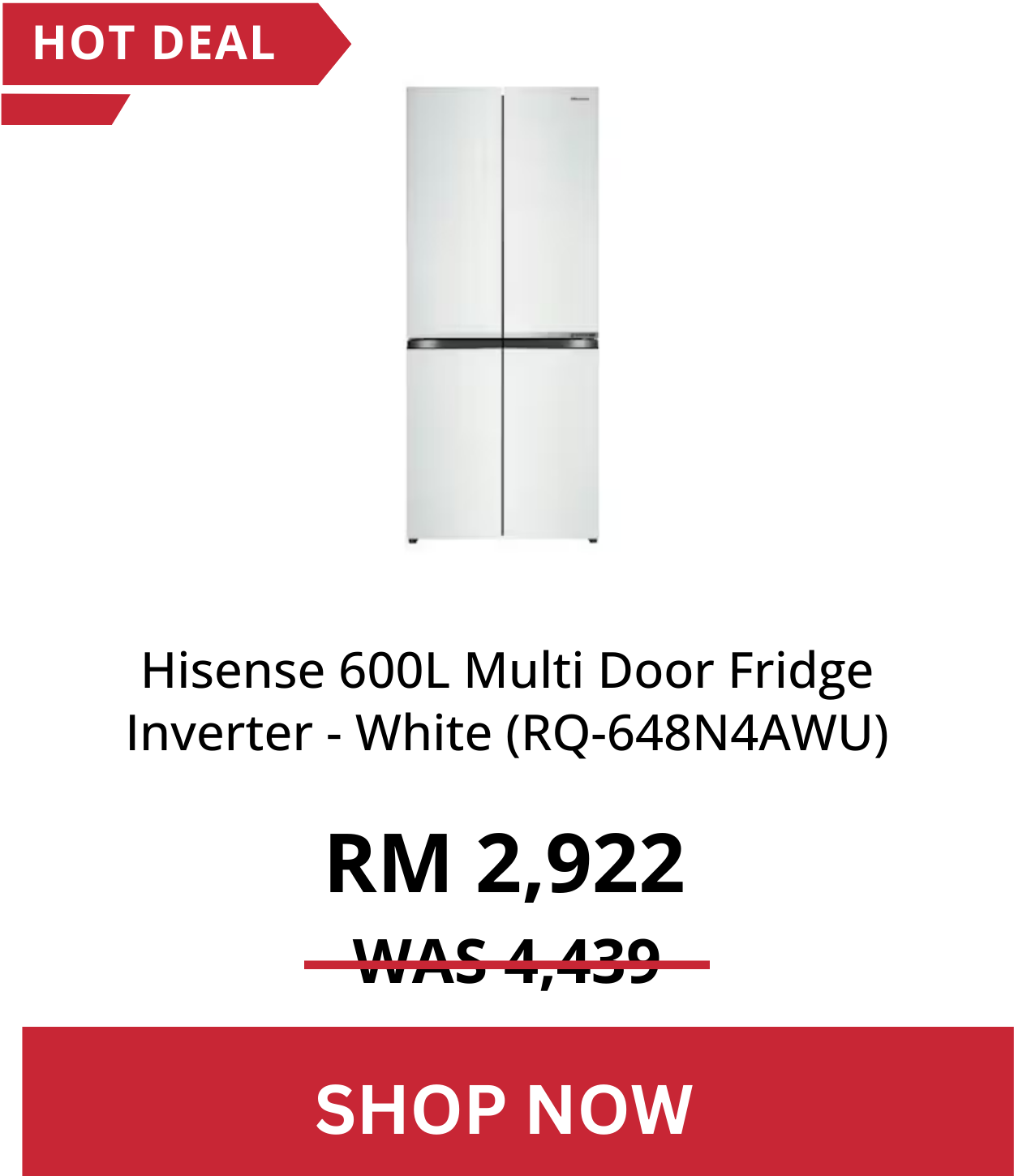 Hisense 600L Multi Door Fridge Inverter - White (RQ-648N4AWU)