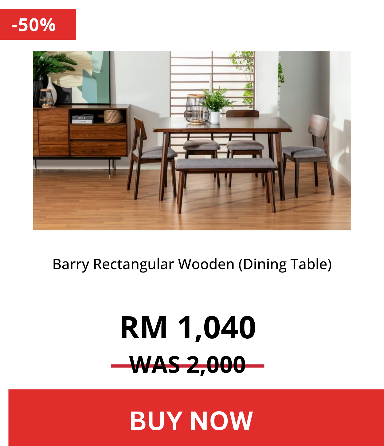 Barry Rectangular Wooden (Dining Table)