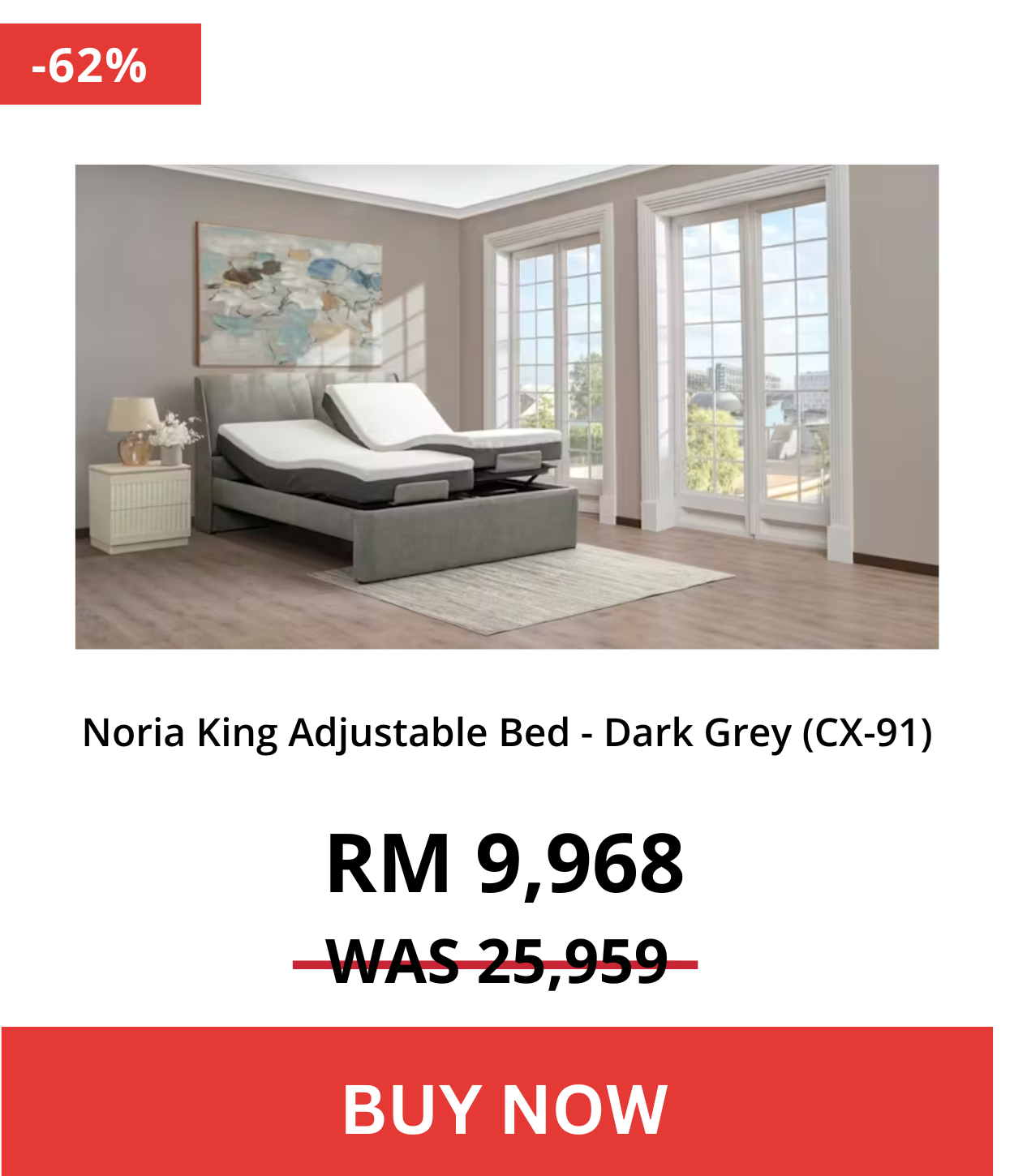 Noria King Adjustable Bed - Dark Grey (CX-91)