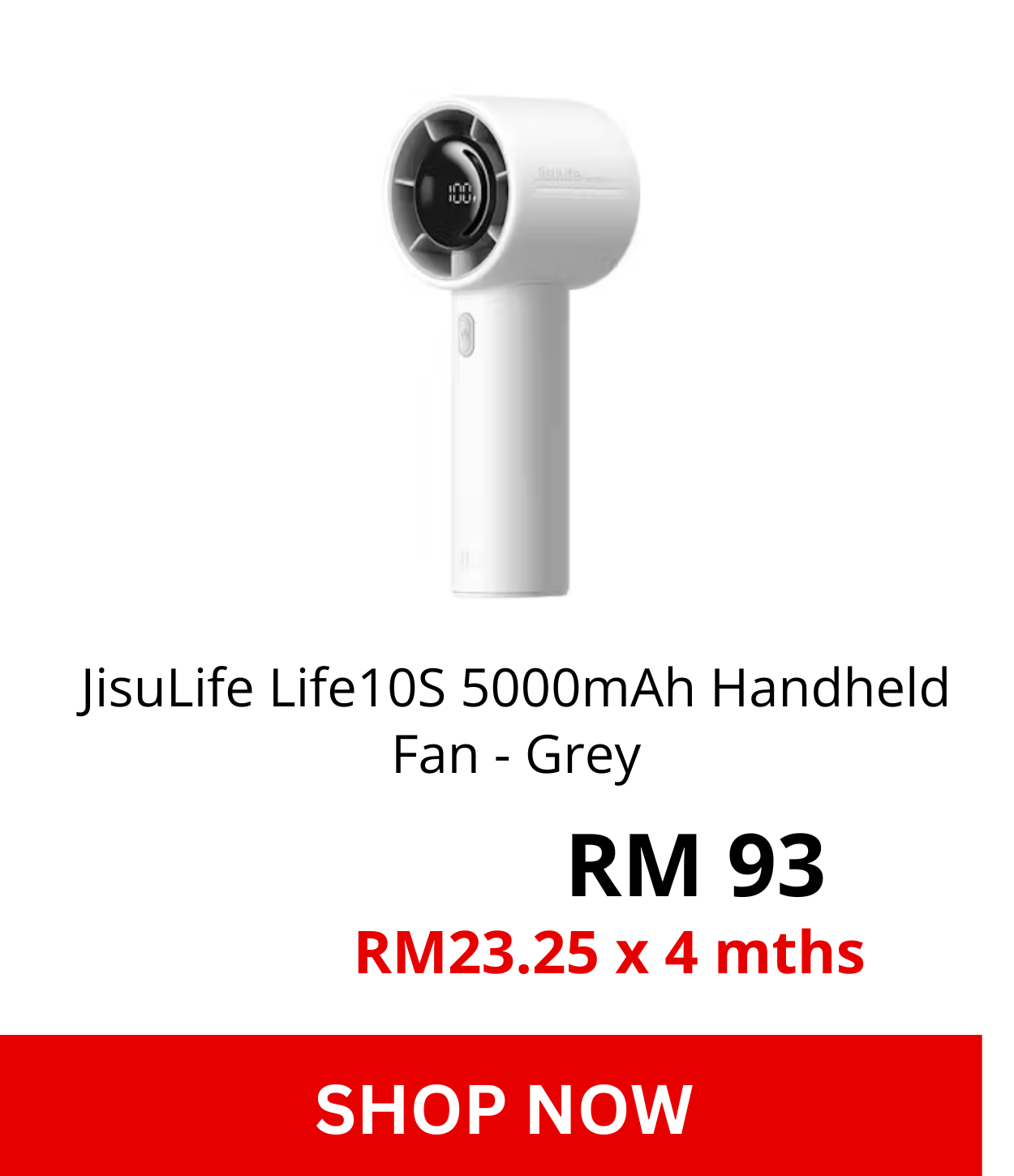 JisuLife Life10S 5000mAh Handheld Fan - Grey