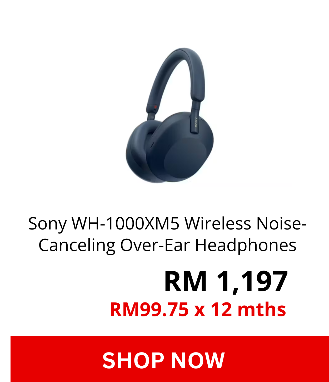 Sony WH-1000XM5 Wireless Noise-Canceling Over-Ear Headphones - Midnight Blue