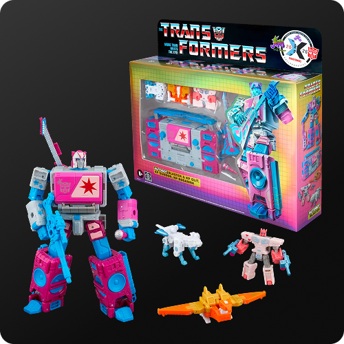 Transformers Jem and the Holograms Autobot Blaster & KP Glit, KP Sundor, and KP Rosanna