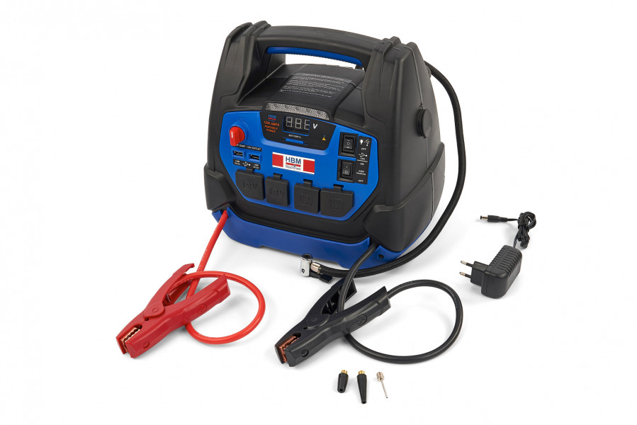 Image of HBM Professionele Auto Startbooster, Jumpstarter Accu Booster, 230 V, 12 V, 22 Ah