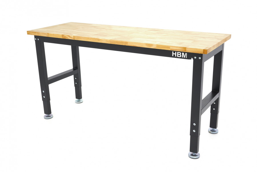 Image of HBM 152 Cm. Professionele In Hoogte Verstelbare Werkbank Met Massief Houten Werkblad