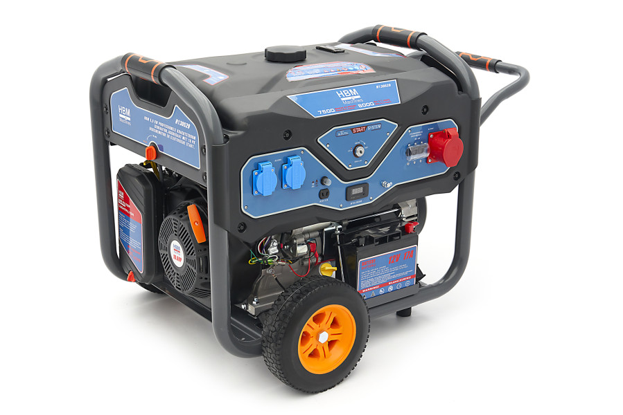 Image of HBM 3800 Watt Krachtstroom Generator, Aggregaat Met 459 cc Benzinemotor,  400V/230V/2 x 12V