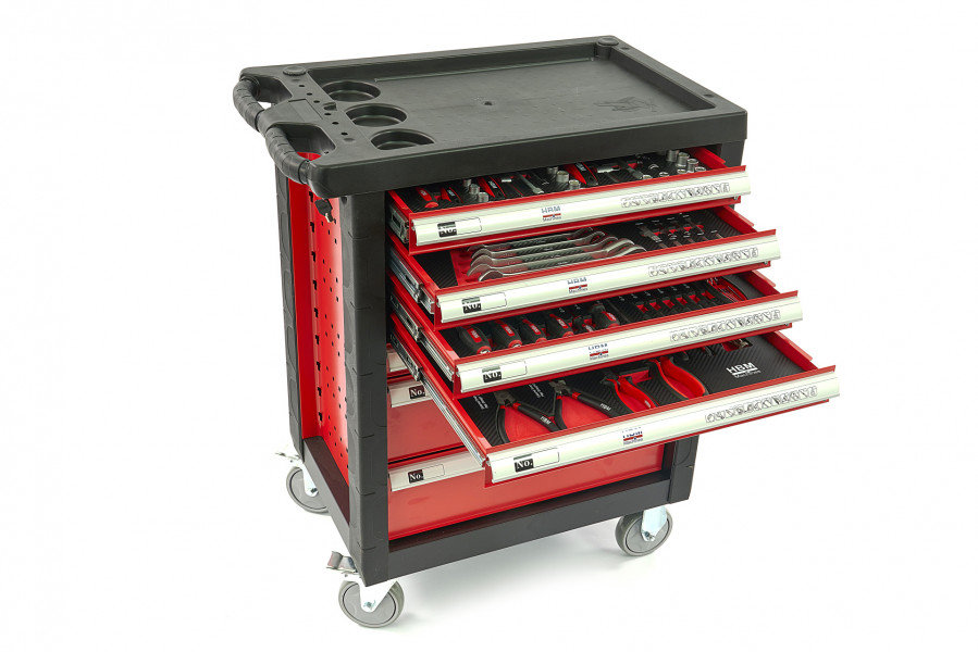 Image of HBM 154 Delige Premium Gevulde gereedschapswagen - ROOD