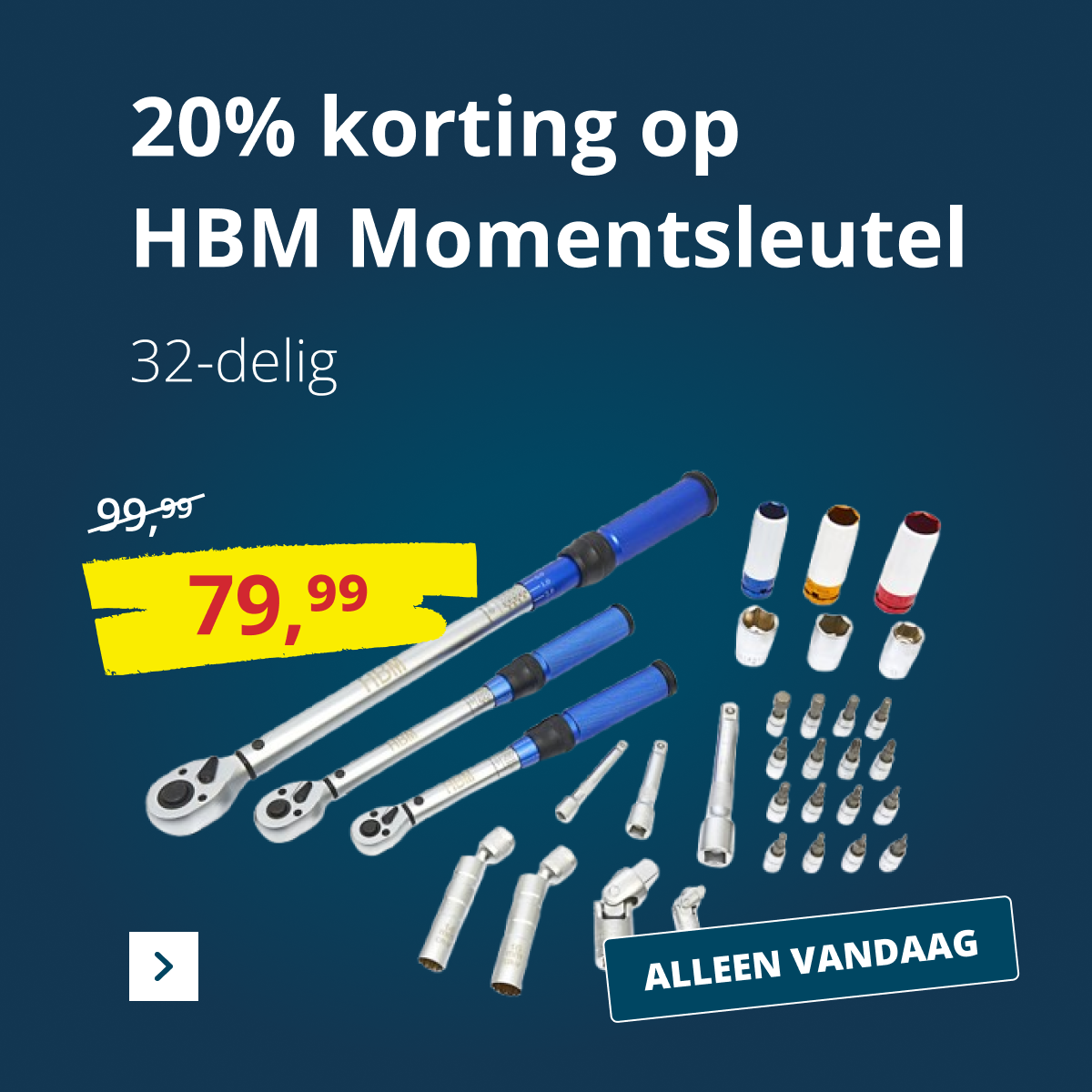 20% korting op HBM momentsleutel 32-delig