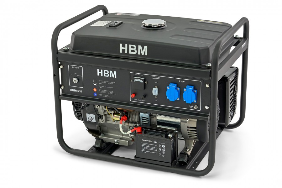 Image of HBM 5500 Watt Generator, Aggregaat Met 390cc OHV-Benzinemotor, 2 x 230V / 12 V