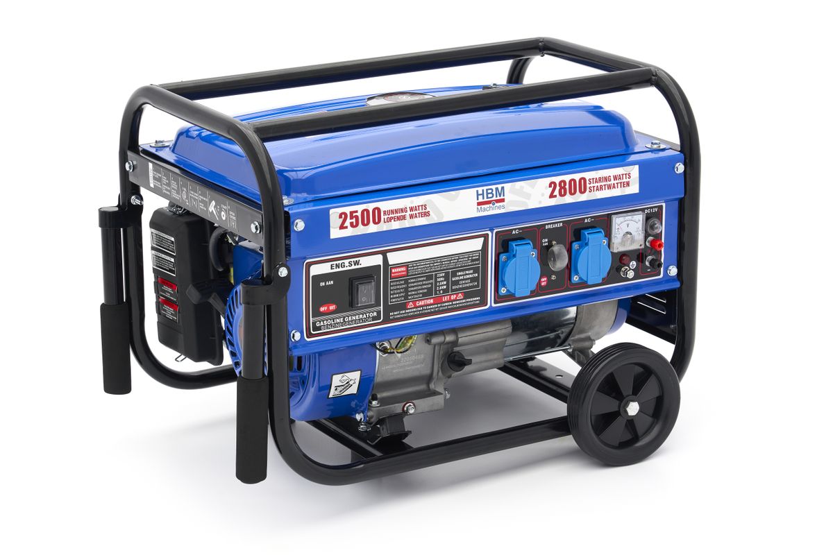 HBM 2800 Watt Generator, Aggregaat Met 208 cc Benzinemotor, 2 x 230 V
