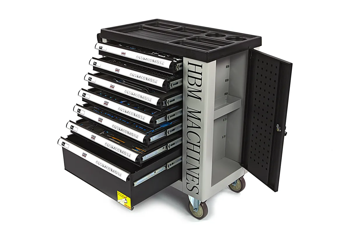 HBM gevulde gereedschapswagen 245-delig metrische maten, zwart