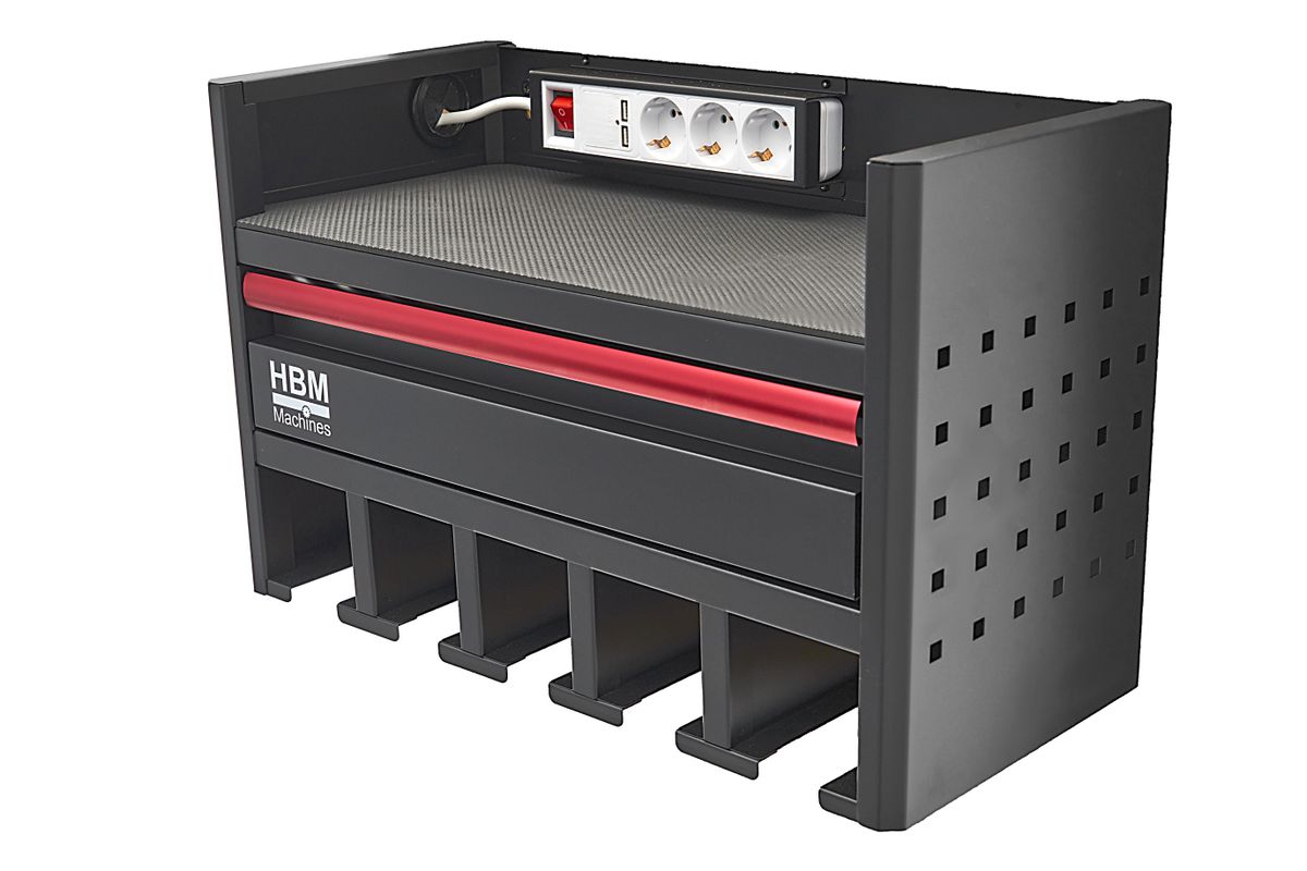 HBM accugereedschap organizer, wandrek, met stroomaansluiting