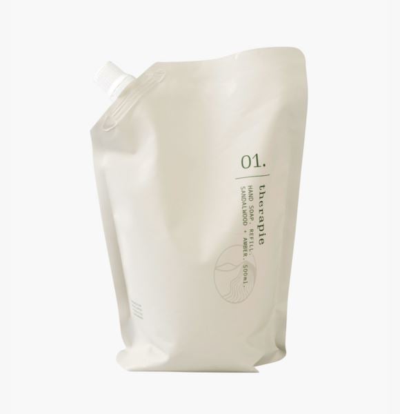 Therapie Sandalwood & Amber käsisaippua täyttöpakkaus läpikuultava