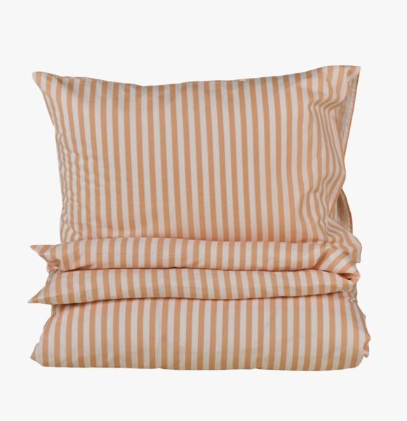 Classic stripe pussilakanasetti puuvillaa koralli