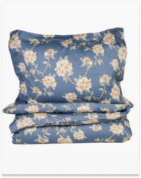 Birgitta Flowertree pussilakanasetti satiinipuuvillaa sumuinen sininen