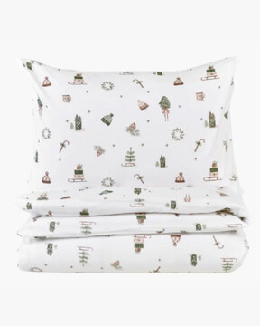 Christmas Feel flanellipussilakanasetti moniv&auml;ri/vihre&auml;