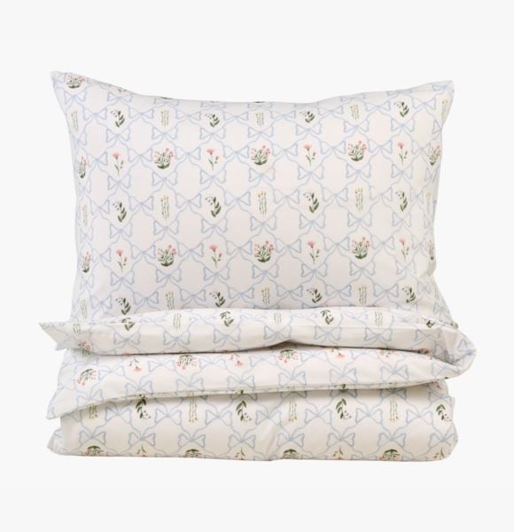 Flowers in bows pussilakanasetti puuvillaa moniväri/sininen