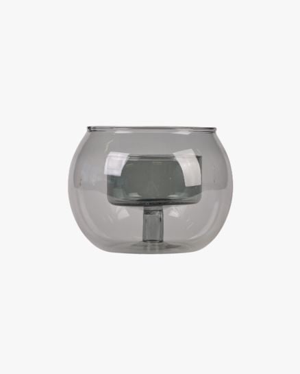 Simply round kynttil&auml;lyhty tummanharmaa