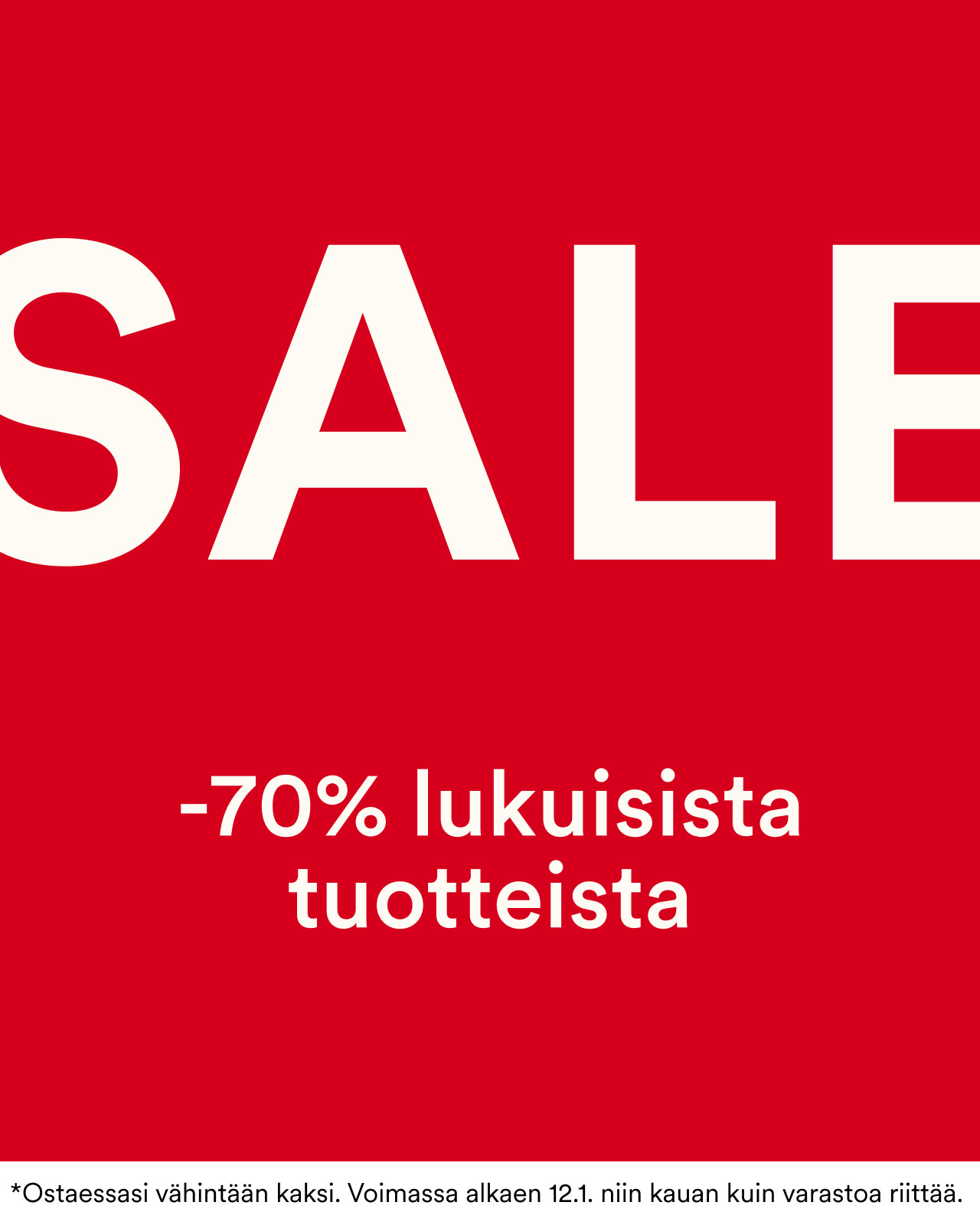 SALE! Nyt -70% aletuotteista, kun ostat v&auml;hint&auml;&auml;n 2