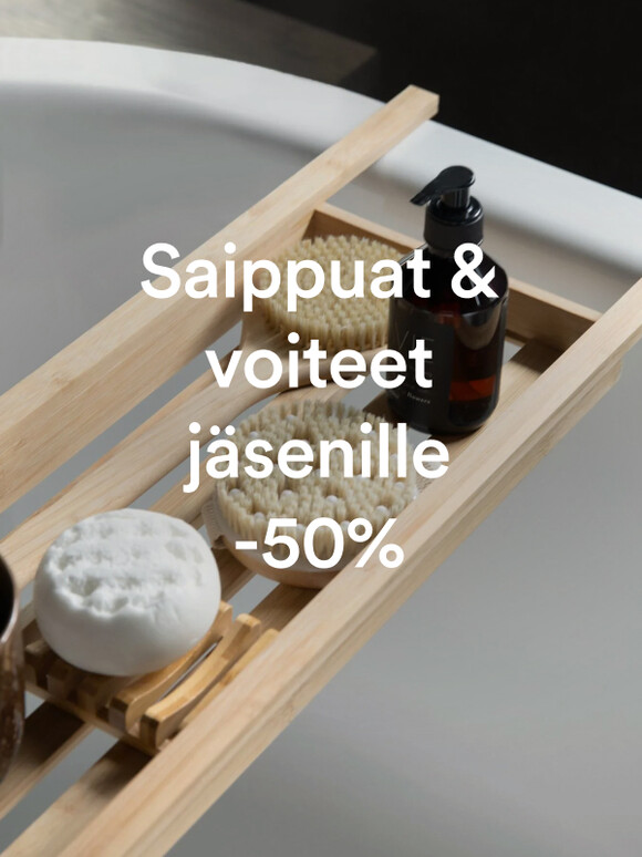 Saippuat ja voiteet j&auml;senille -50%
