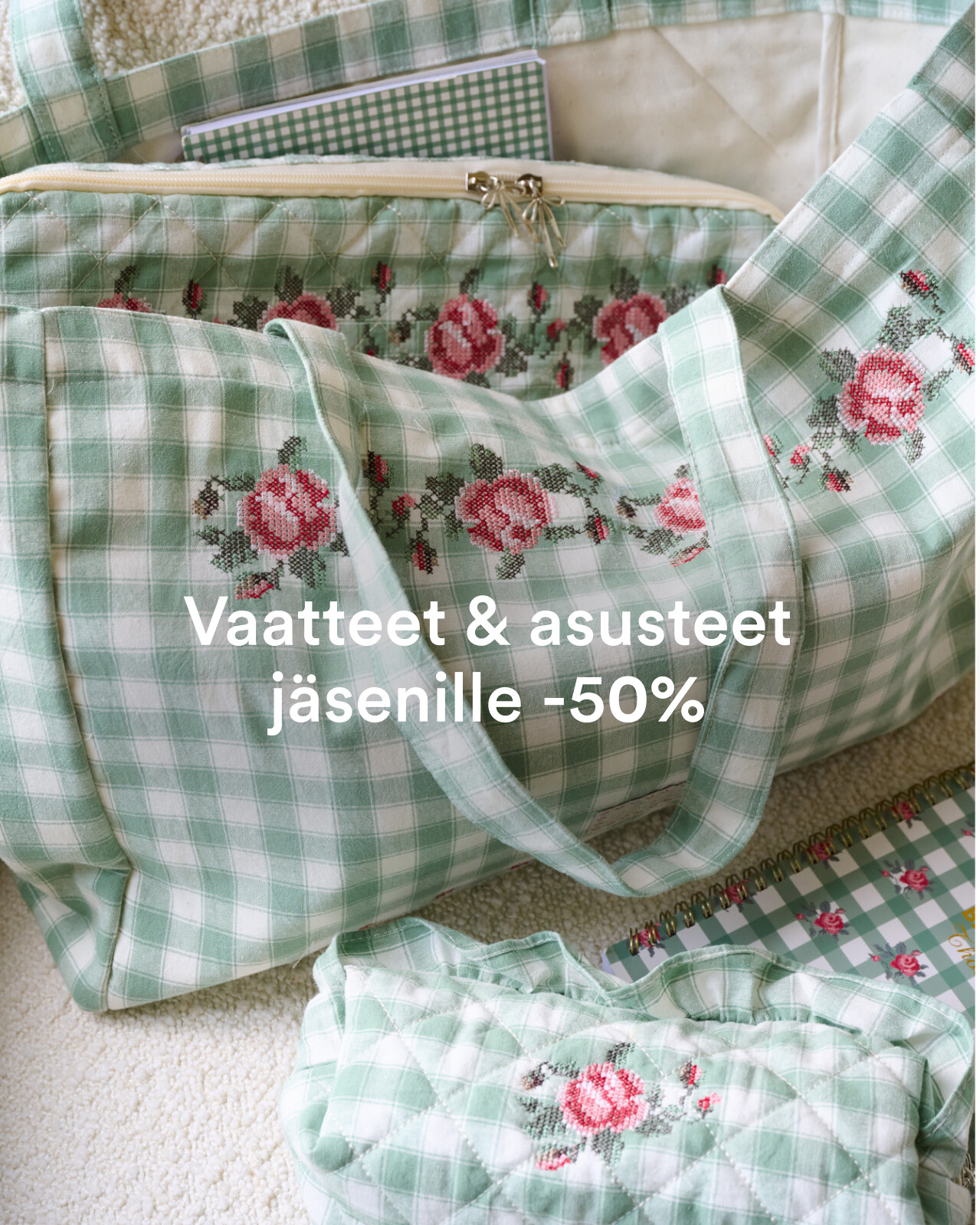 Vaatteet & asusteet j&auml;senille -50%