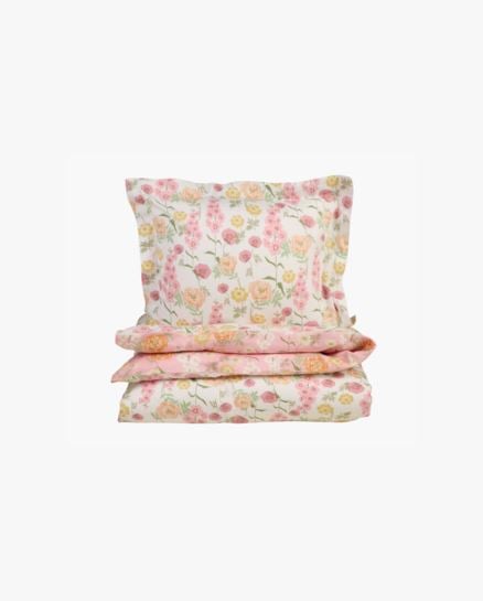 Birgitta Sunny pussilakanasetti satiinipuuvillaa moniv&auml;ri/roosa