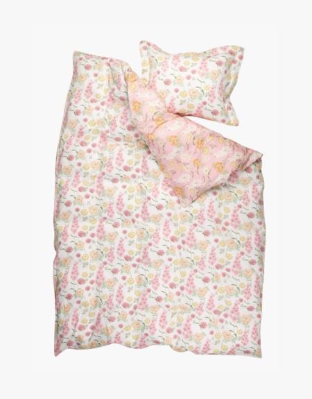 Birgitta Sunny pussilakanasetti satiinipuuvillaa moniv&auml;ri/roosa