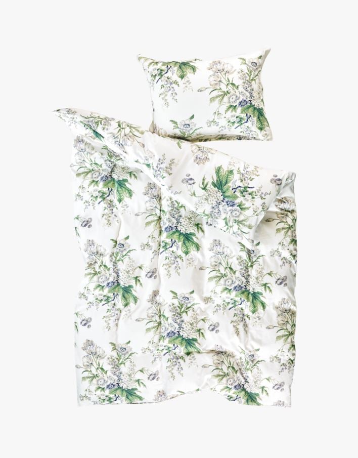 Big Flower pussilakanasetti satiinipuuvillaa moniv&auml;ri/sininen