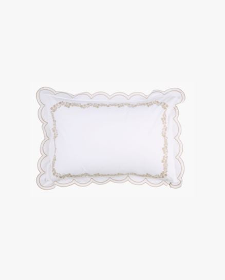 Scallop Flora tyynyliina puuvillaa valkoinen