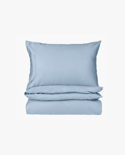 Eden stonewashed pussilakanasetti satiinipuuvillaa taivaansininen