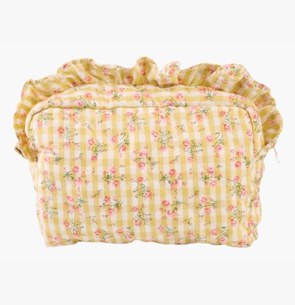 Odette ruffle toilettilaukku vaaleankeltainen